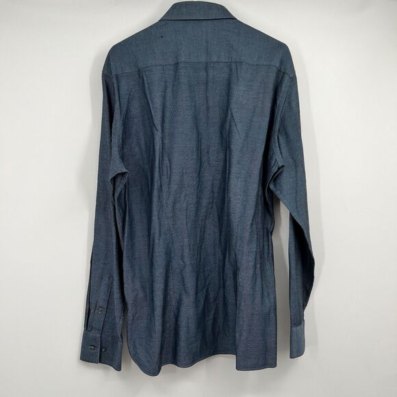 Mens Ted Baker Long Sleeve Blue Button Dress Shirt 17 Business Classic - Picture 5 of 11